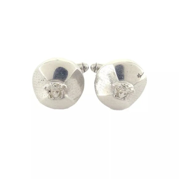 Gianni Versace Cufflink Meadusa Silver Bracket Authentic USED